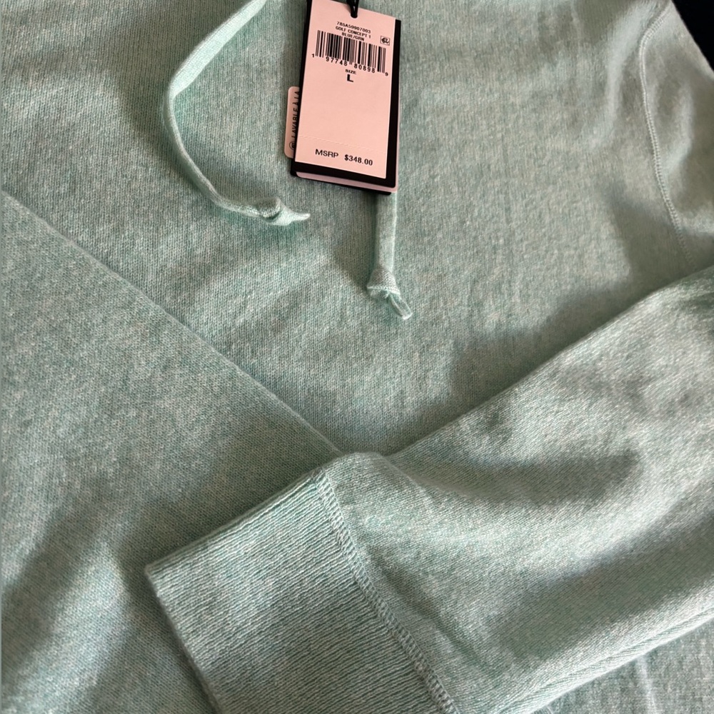 Ralph Lauren RLX Cashmere Light Blue/ Green Men's Sweater Hoodie - Picture 3 of 16